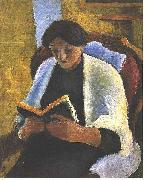 August Macke Reading woman oil on canvas